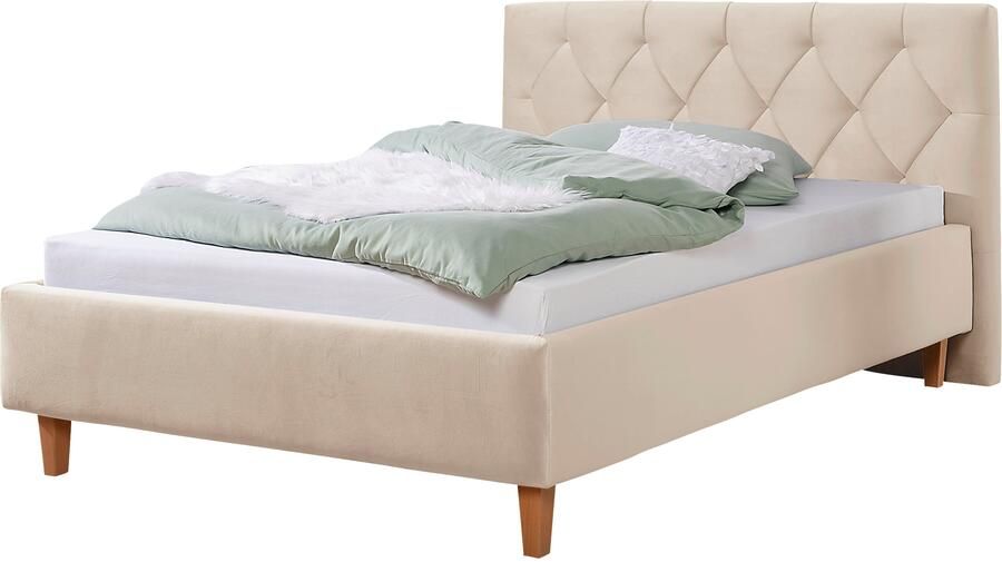 Home affaire Gestoffeerd bed Sunley 100 Kruisstiksel hoofdbordhoogte 102 cm zonder of met matras lattenbodem - Foto 6