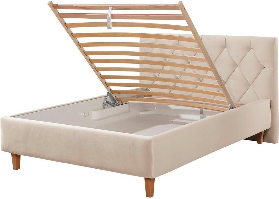 Home affaire Gestoffeerd bed Sunley 100 Kruisstiksel hoofdbordhoogte 102 cm zonder of met matras lattenbodem - Foto 4