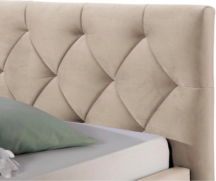 Guido Maria Kretschmer Home&Living Gestoffeerd bed Sunley 100 Kruisstiksel hoofdbordhoogte 102 cm zonder of met matras lattenbodem