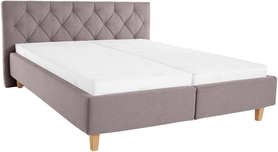 Home affaire Gestoffeerd bed Sunley 100 Kruisstiksel hoofdbordhoogte 102 cm zonder of met matras lattenbodem - Foto 7