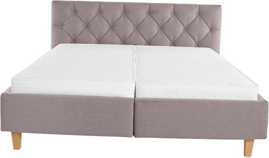 Home affaire Gestoffeerd bed Sunley 100 Kruisstiksel hoofdbordhoogte 102 cm zonder of met matras lattenbodem - Foto 6