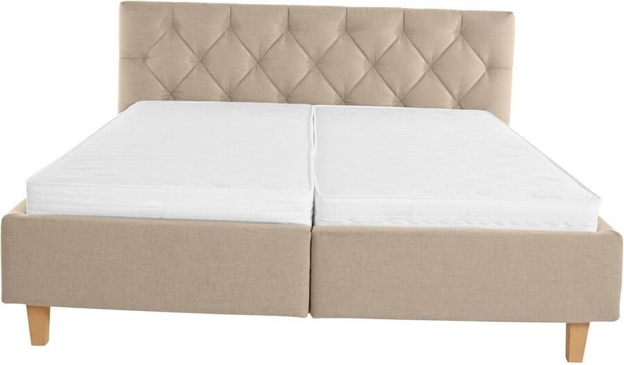 Home affaire Gestoffeerd bed Sunley 100 Kruisstiksel hoofdbordhoogte 102 cm zonder of met matras lattenbodem - Foto 5