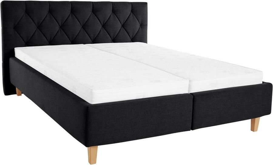 Home affaire Gestoffeerd bed Sunley 100 Kruisstiksel hoofdbordhoogte 102 cm zonder of met matras lattenbodem - Foto 14