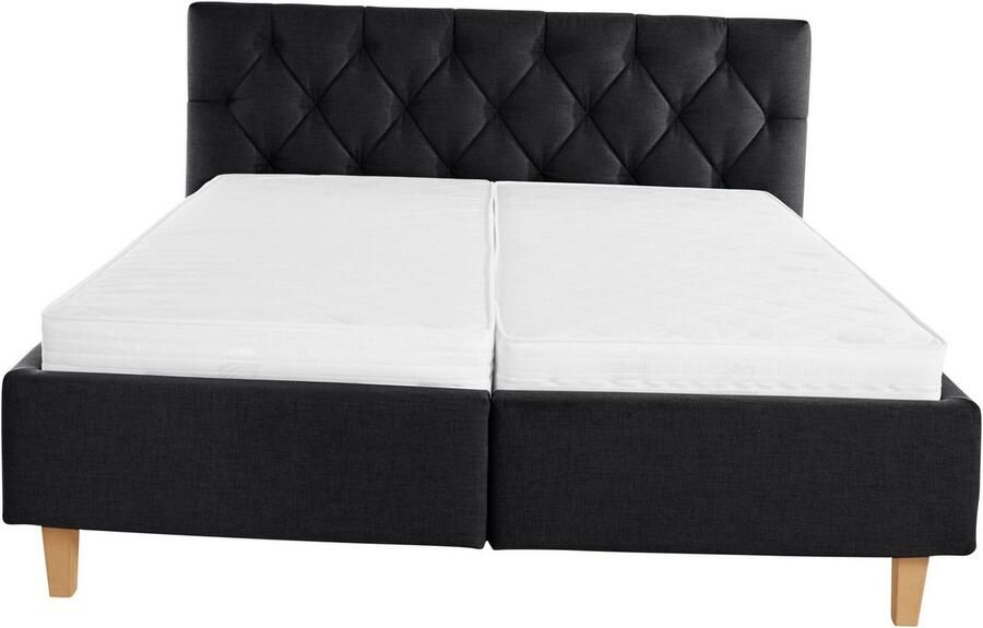Home affaire Gestoffeerd bed Sunley 100 Kruisstiksel hoofdbordhoogte 102 cm zonder of met matras lattenbodem - Foto 11