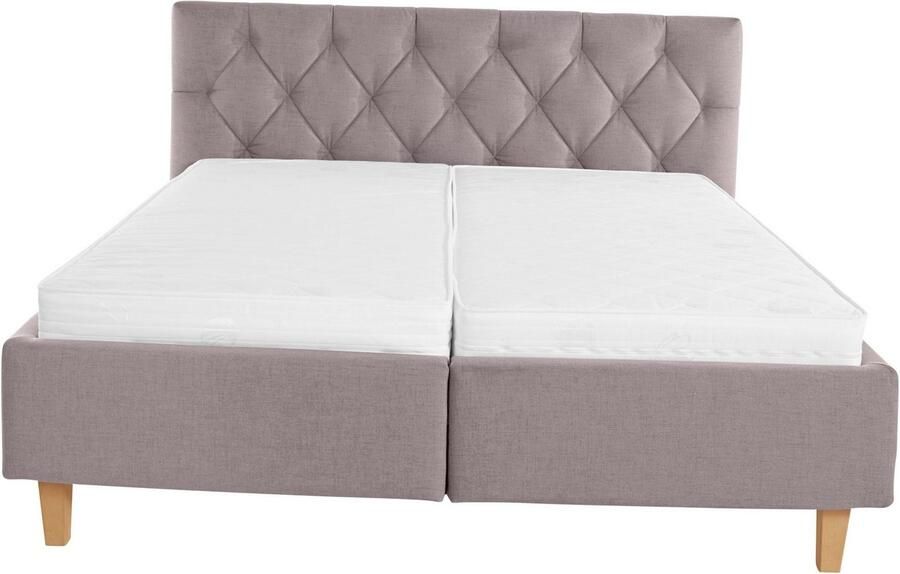 Home affaire Gestoffeerd bed Sunley 100 Kruisstiksel hoofdbordhoogte 102 cm zonder of met matras lattenbodem - Foto 11