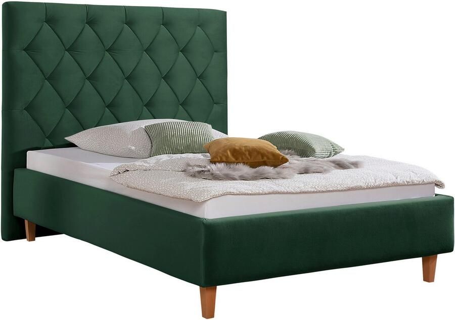 Home affaire Gestoffeerd bed Sunley 140 Kruisstiksel hoofdbordhoogte 142 cm zonder of met matras lattenbodem - Foto 4