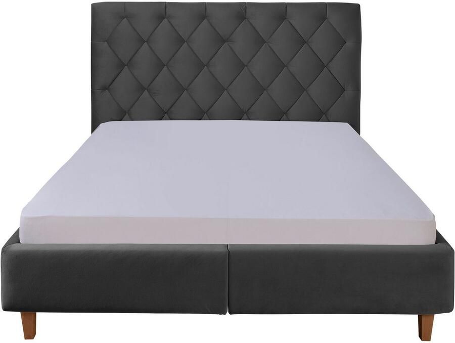 Home affaire Gestoffeerd bed Sunley 140 Kruisstiksel hoofdbordhoogte 142 cm zonder of met matras lattenbodem - Foto 3