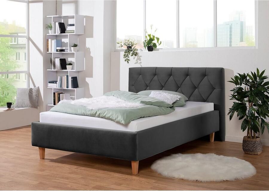 Guido Maria Kretschmer Home&Living Gestoffeerd bed Sunley 100 Kruisstiksel hoofdbordhoogte 102 cm zonder of met matras lattenbodem - Foto 5