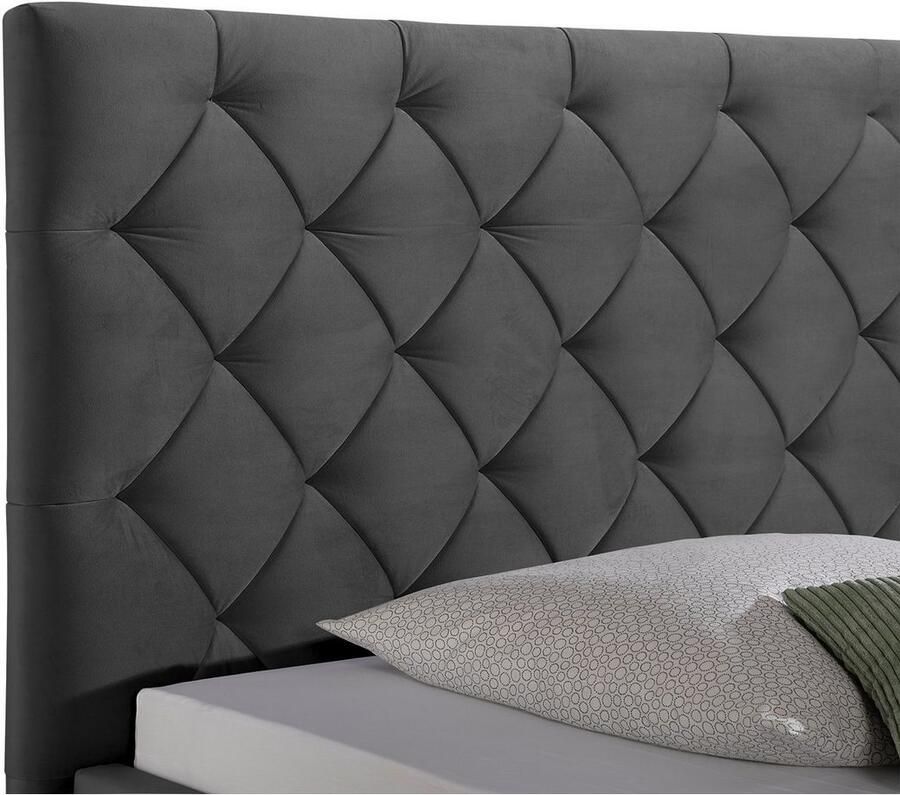 Home affaire Gestoffeerd bed Sunley 140 Kruisstiksel hoofdbordhoogte 142 cm zonder of met matras lattenbodem - Foto 1