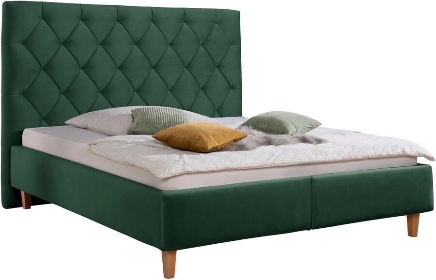 Home affaire Gestoffeerd bed Sunley 140 Kruisstiksel hoofdbordhoogte 142 cm zonder of met matras lattenbodem - Foto 6