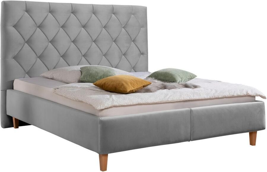 Home affaire Gestoffeerd bed Sunley 140 Kruisstiksel hoofdbordhoogte 142 cm zonder of met matras lattenbodem - Foto 6
