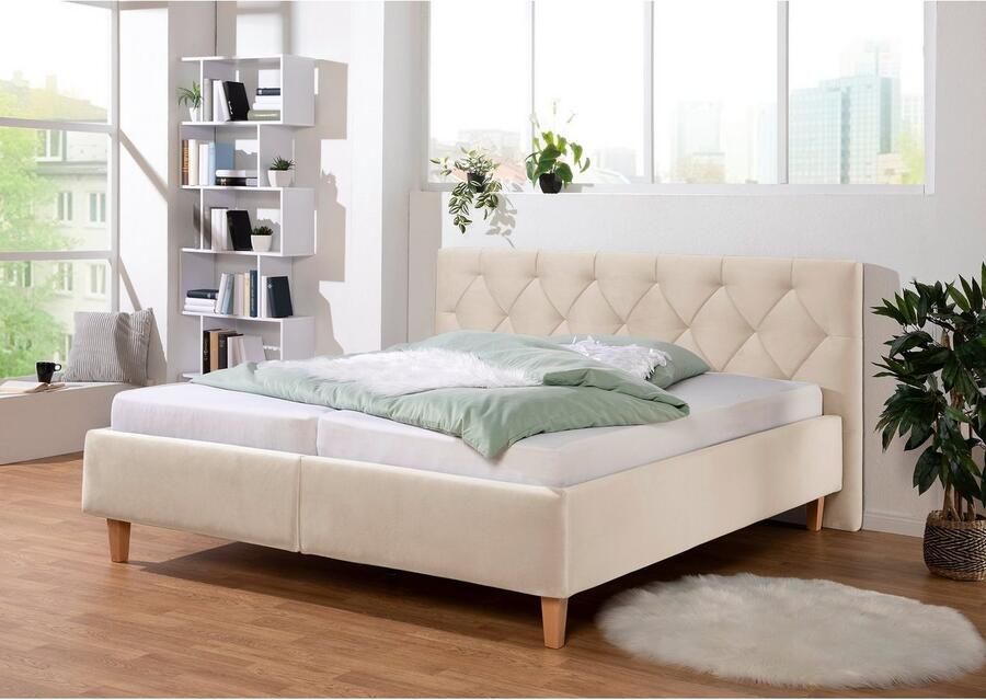 Guido Maria Kretschmer Home&Living Gestoffeerd bed Sunley 100 Kruisstiksel hoofdbordhoogte 102 cm zonder of met matras lattenbodem - Foto 3