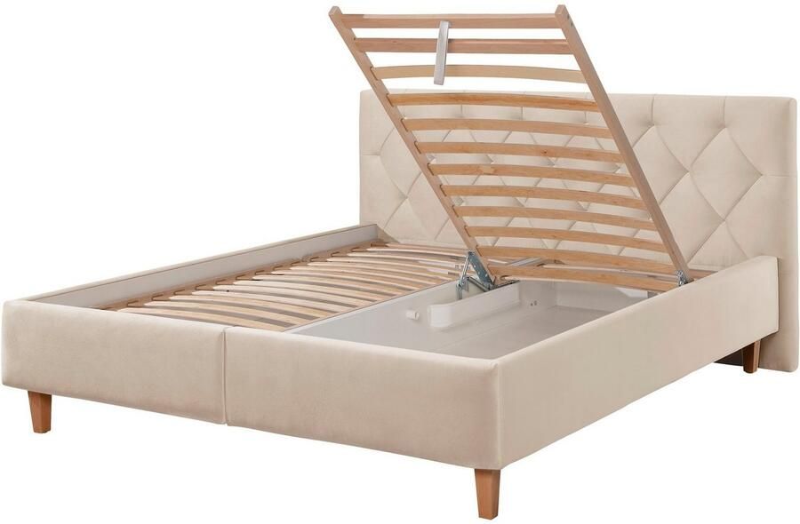 Guido Maria Kretschmer Home&Living Gestoffeerd bed Sunley 100 Kruisstiksel hoofdbordhoogte 102 cm zonder of met matras lattenbodem - Foto 4