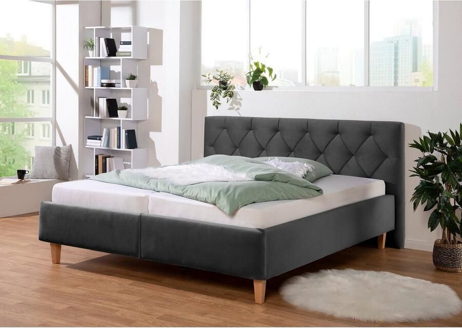 Guido Maria Kretschmer Home&Living Gestoffeerd bed Sunley 100 Kruisstiksel hoofdbordhoogte 102 cm zonder of met matras lattenbodem - Foto 3