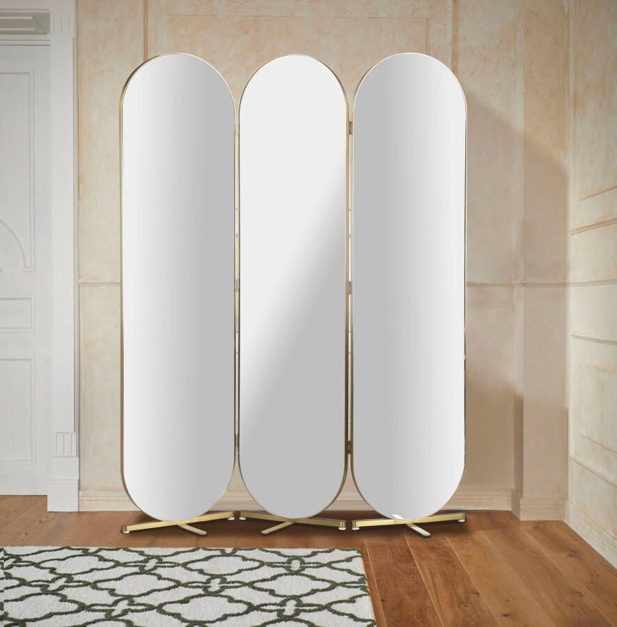Guido Maria Kretschmer Home&Living Roomdivider ovale spiegeloppervlakken achterkant met fluwelen bekleding breedte 138 5 cm