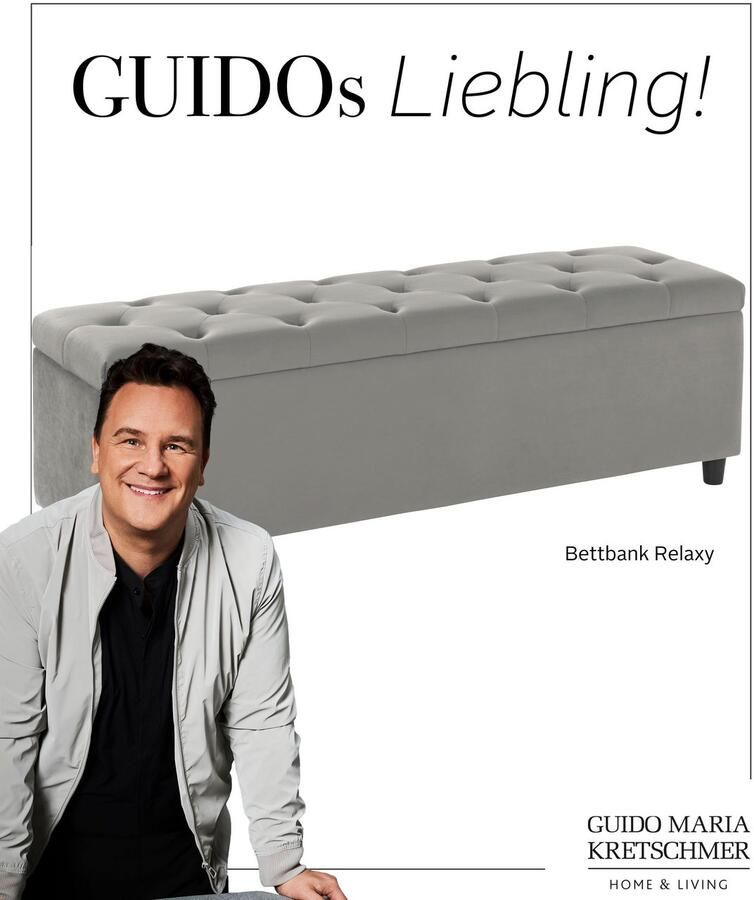 Guido Maria Kretschmer Home&Living Slaapkamerbankje Relaxy gewatteerd met opbergvak - Foto 2