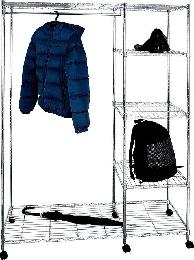 Haku Kledingtrolley 123 x 45 x 181 cm Verchroomd staal Zilverkleurig - Foto 2