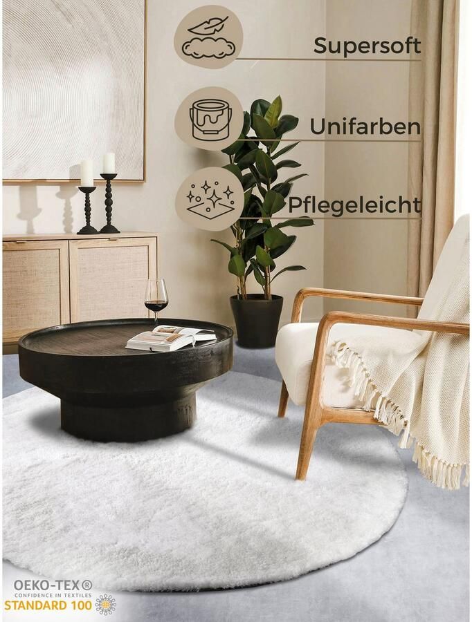 HANSE Home Hoogpolig vloerkleed Olaf Lange pool shaggy effen pluizig zacht glanzend modern effen - Foto 10