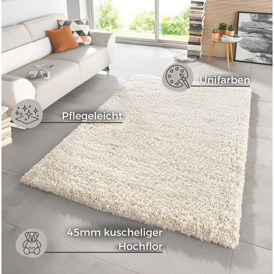 HANSE Home Hoogpolig vloerkleed Venice gemêleerd shaggy dichte pool uni robuust hoogpolig woonkamer