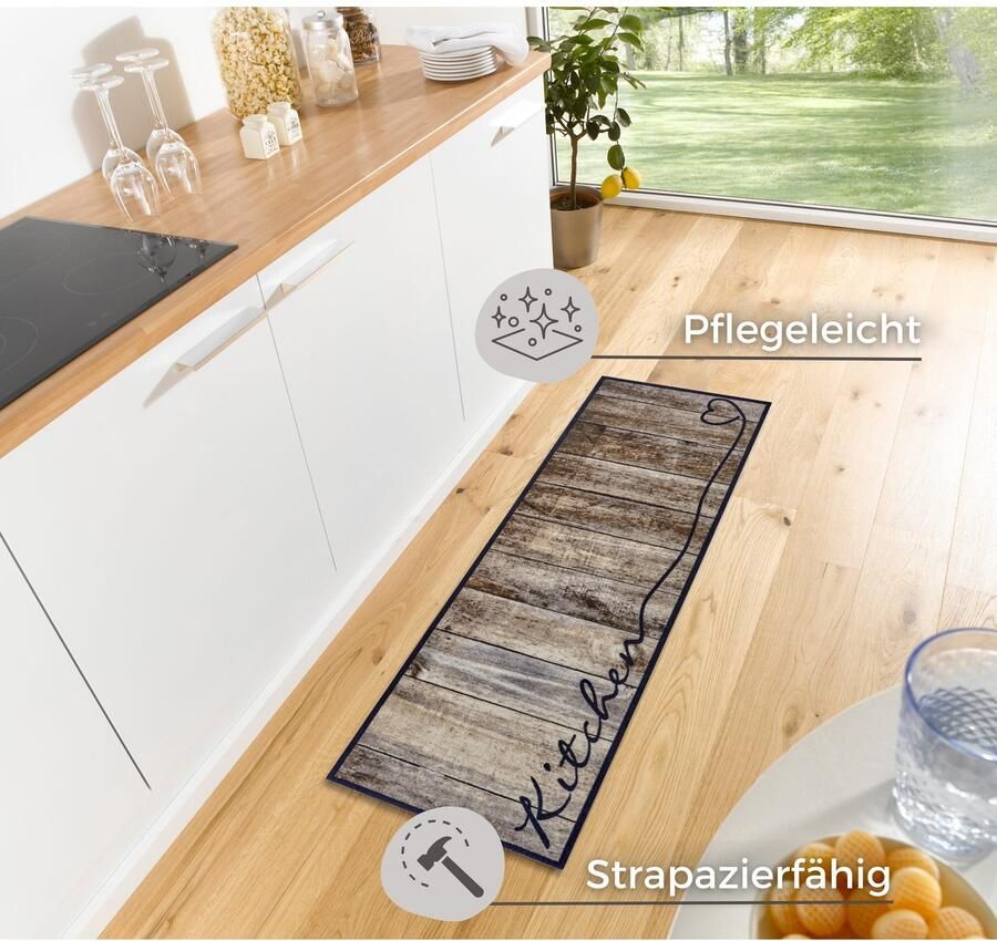 HANSE Home Keukenloper Kitchen hart Loper antislip keukenkleed keuken vloerkleed gemakkelijk in onderhoud - Foto 7