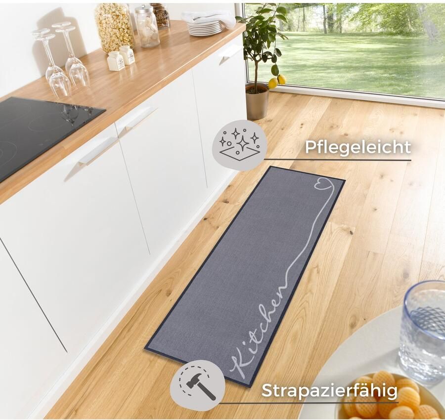 HANSE Home Keukenloper Kitchen hart Loper antislip keukenkleed keuken vloerkleed gemakkelijk in onderhoud - Foto 7
