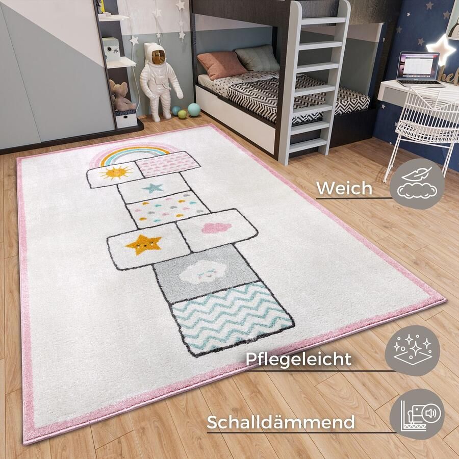HANSE Home Kindervloerkleed Adventures Bouncy Speeltapijt stevig kinderkamer kortpolig speelondergrond