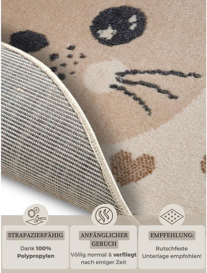 HANSE Home Kindervloerkleed Adventures Cat Speeltapijt stevig kinderkamer kortpolig speelondergrond - Foto 3