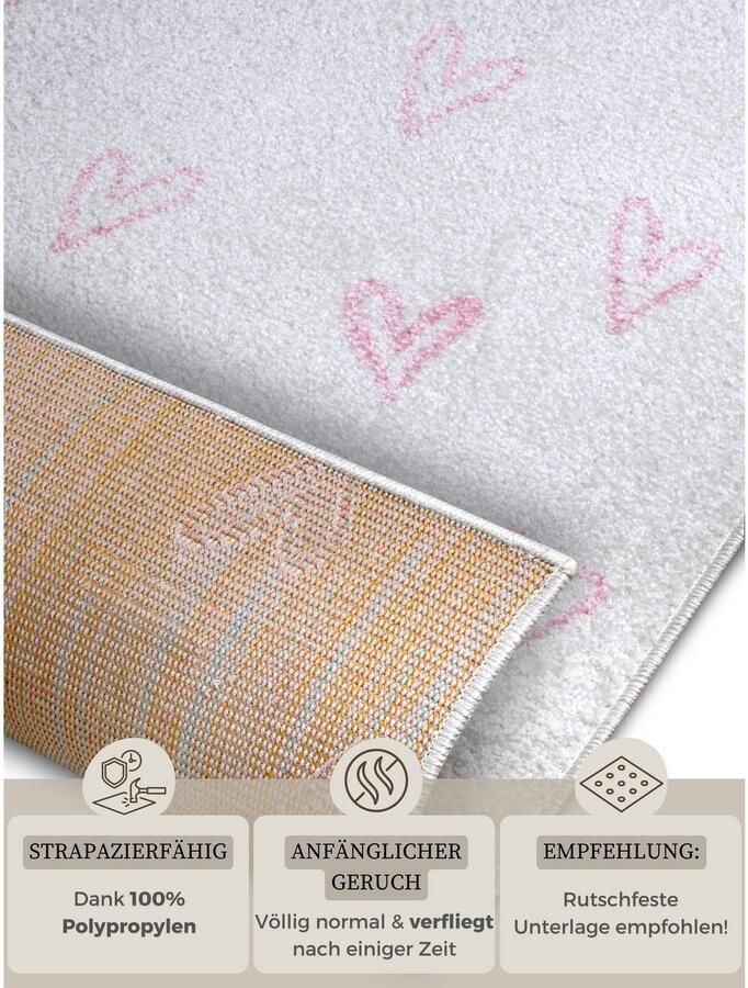 HANSE Home Kindervloerkleed Adventures Hearts Speeltapijt stevig kinderkamer kortpolig speelondergrond