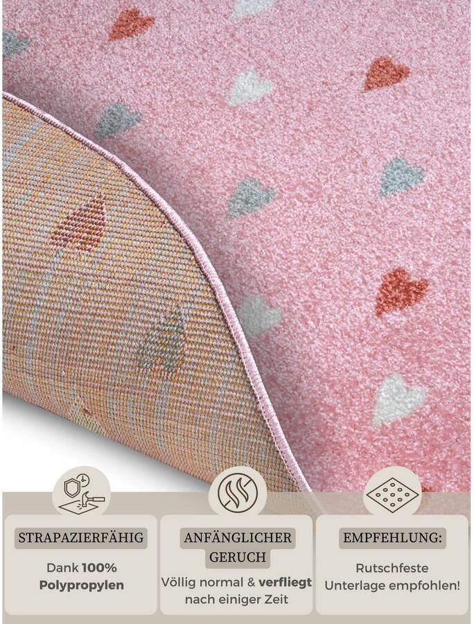 HANSE Home Kindervloerkleed Adventures Little Hearts Speeltapijt stevig kinderkamer kortpolig speelondergrond - Foto 3