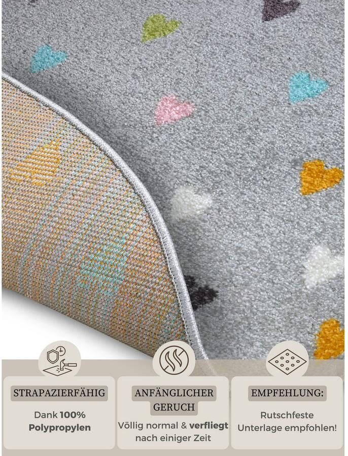 HANSE Home Kindervloerkleed Adventures Little Hearts Speeltapijt stevig kinderkamer kortpolig speelondergrond - Foto 3