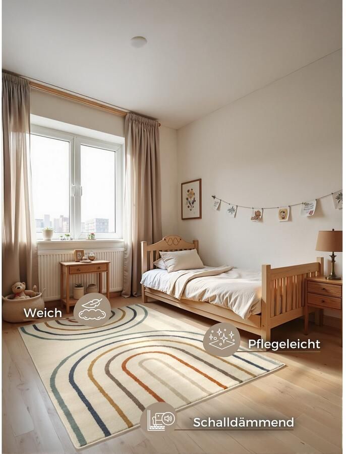 HANSE Home Kindervloerkleed Double Rainbow Speeltapijt stevig kinderkamer kortpolig speelondergrond - Foto 9