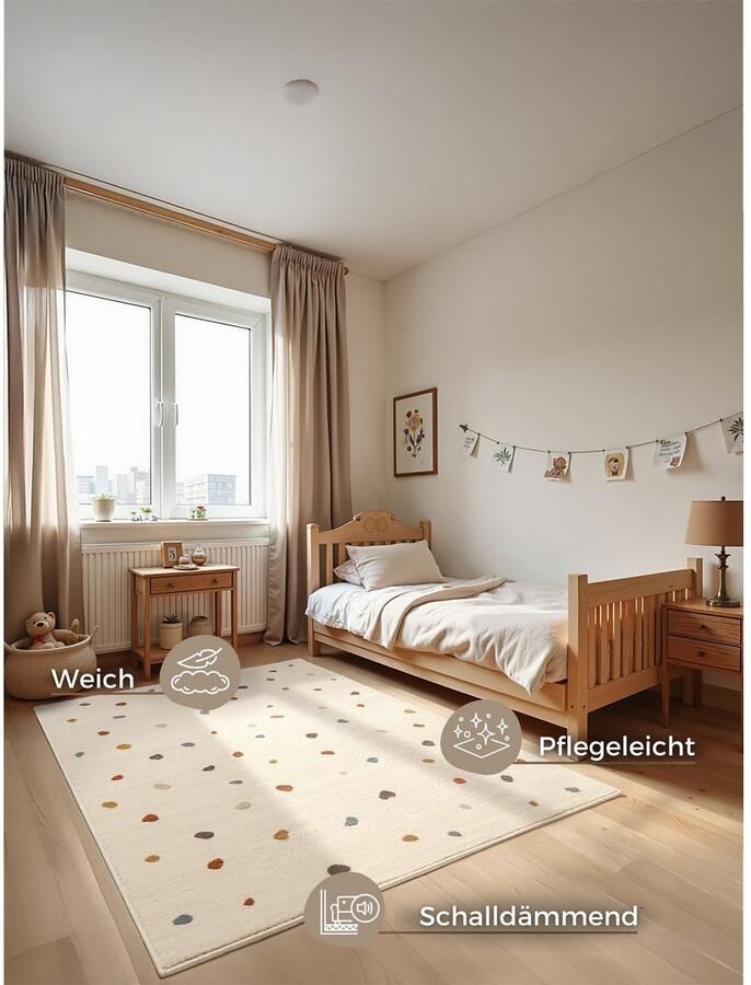 HANSE Home Kindervloerkleed Funny stippen Speeltapijt stevig kinderkamer kortpolig speelondergrond - Foto 9