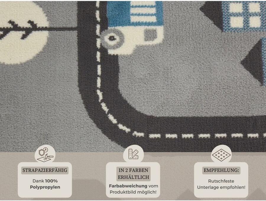HANSE Home Kindervloerkleed Town Kortpolig kindertapijt speelmat straatontwerp kinderkamer - Foto 3