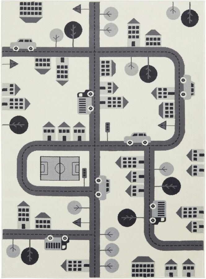 HANSE Home Kindervloerkleed Town Kortpolig kindertapijt speelmat straatontwerp kinderkamer - Foto 4
