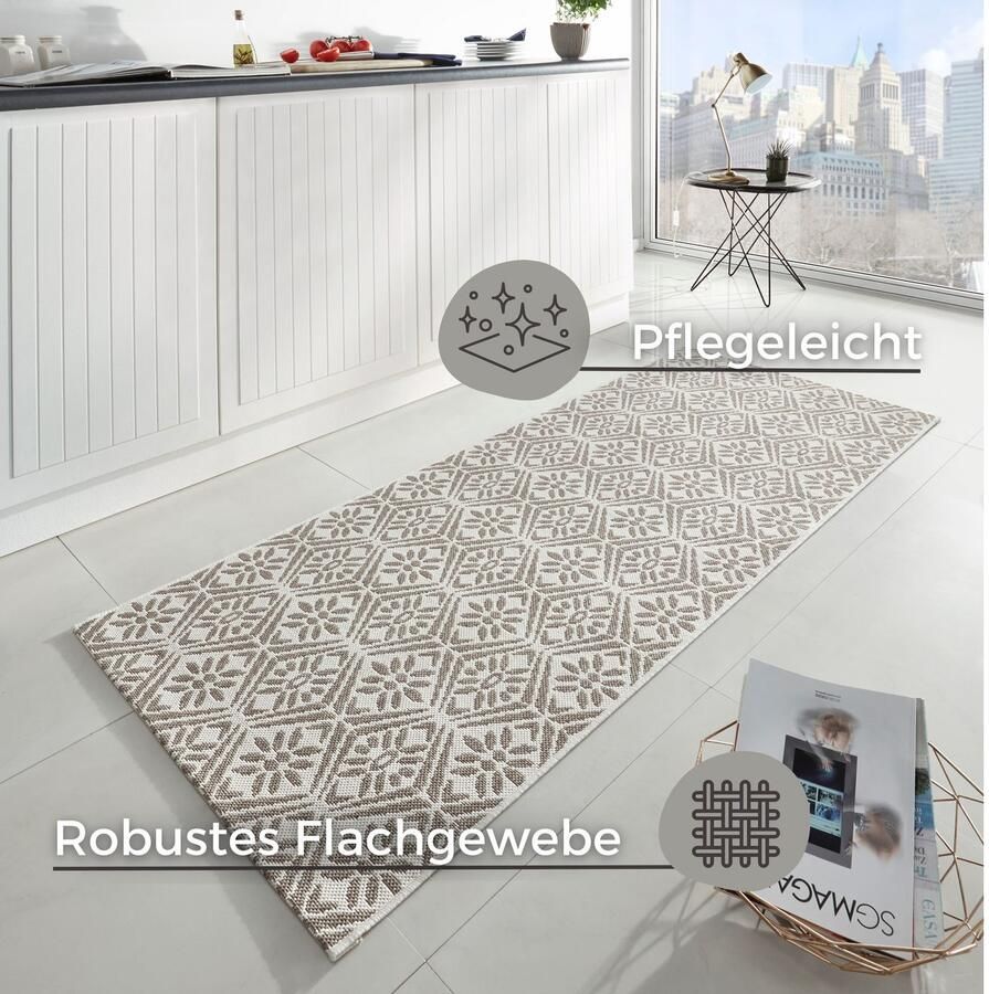 HANSE Home Loper Creation Loper keukenloper vloerkleed wasbaar keuken hal ruiten - Foto 2