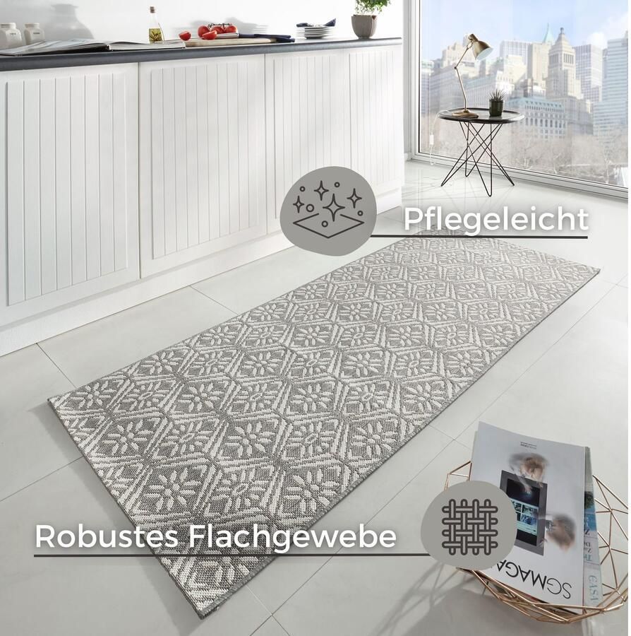 HANSE Home Loper Creation Loper keukenloper vloerkleed wasbaar keuken hal ruiten - Foto 2