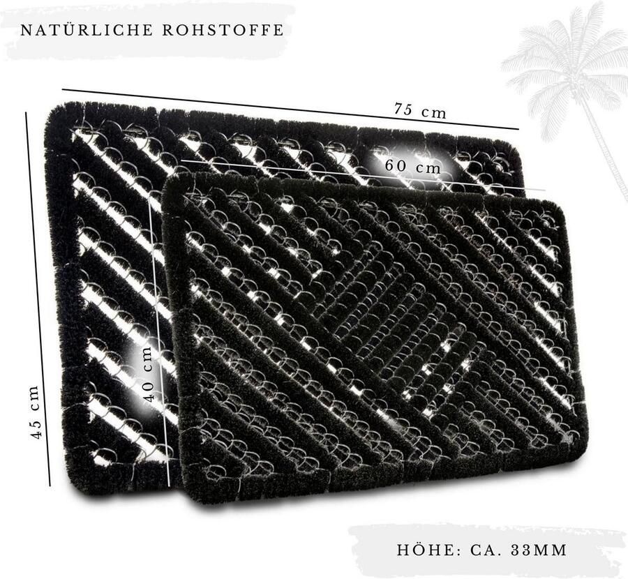 HANSE Home Mat Grid Brushes Mat deurmat Raster robuust borstels binnen buiten vuilafstotend weerbestendig - Foto 2