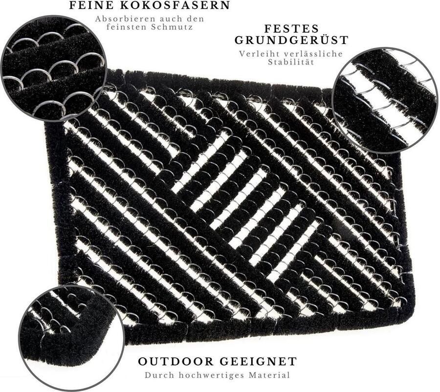 HANSE Home Mat Grid Brushes Mat deurmat Raster robuust borstels binnen buiten vuilafstotend weerbestendig - Foto 4