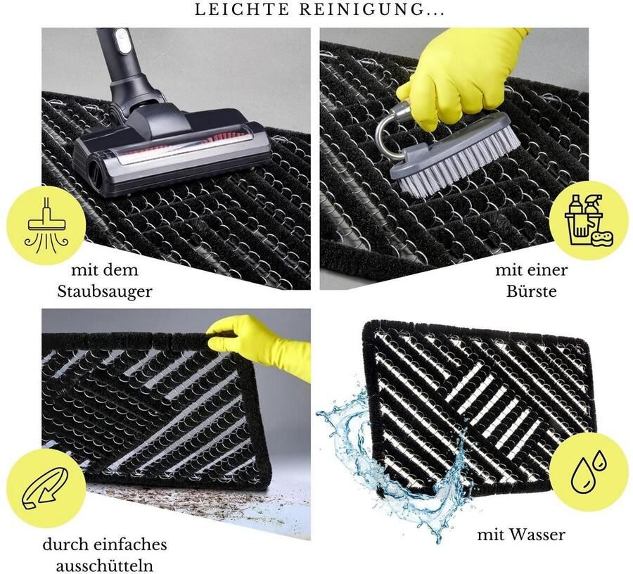 HANSE Home Mat Grid Brushes Mat deurmat Raster robuust borstels binnen buiten vuilafstotend weerbestendig - Foto 3