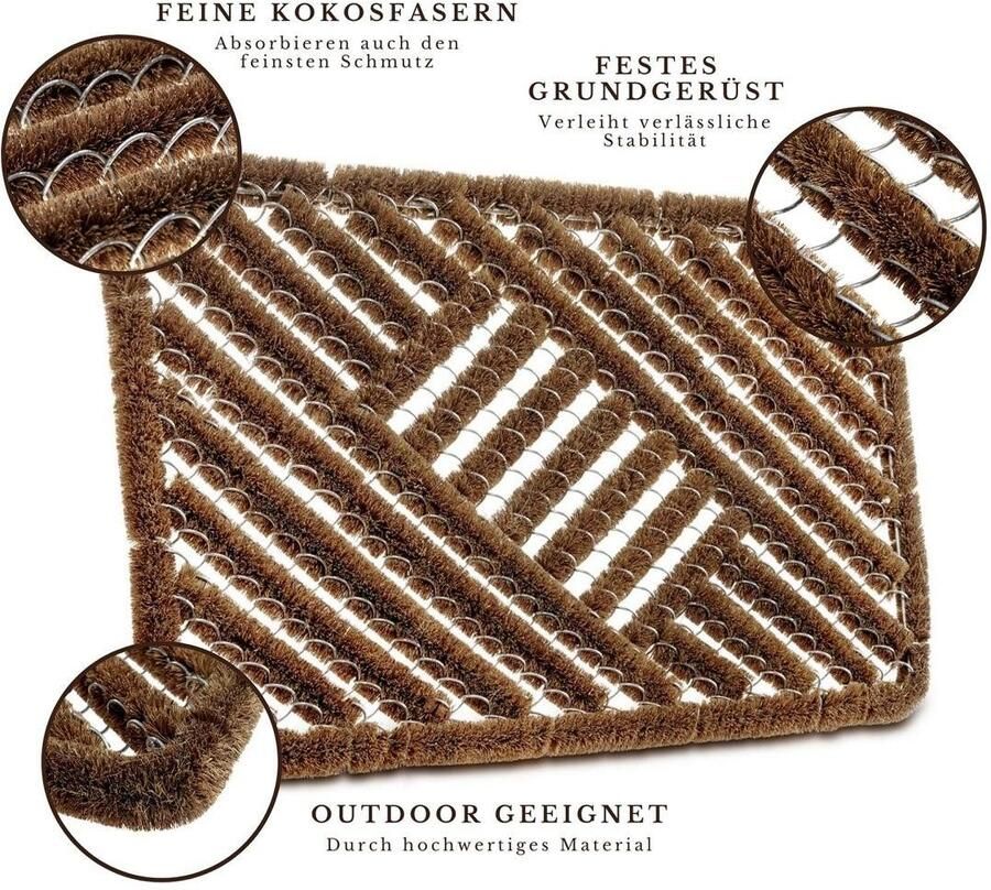 HANSE Home Mat Grid Brushes Mat deurmat Raster robuust borstels binnen buiten vuilafstotend weerbestendig - Foto 3