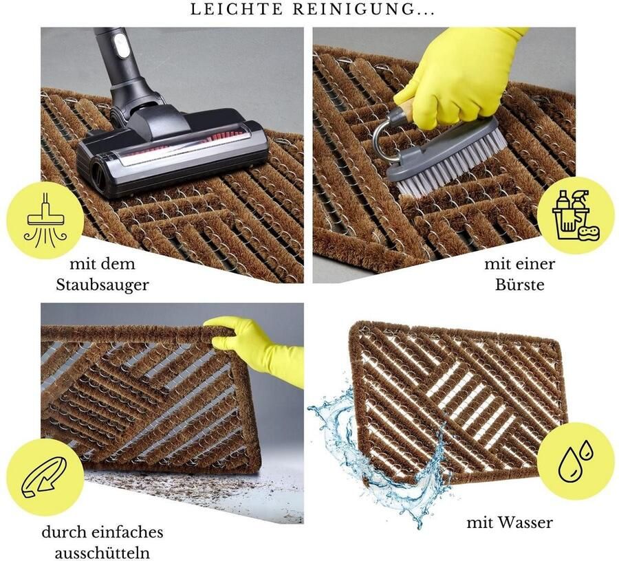 HANSE Home Mat Grid Brushes Mat deurmat Raster robuust borstels binnen buiten vuilafstotend weerbestendig - Foto 2