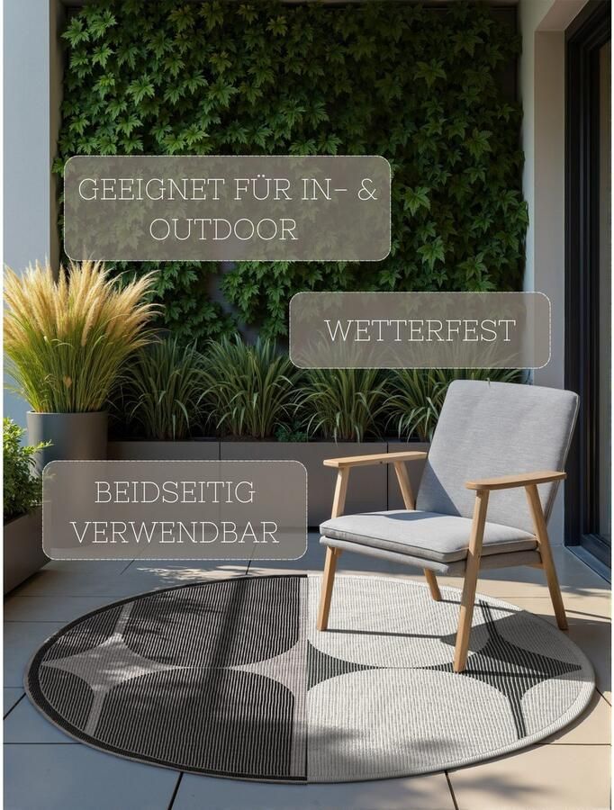 HANSE Home Outdoorkleed Bowen omkeerbaar tapijt Binnen en buiten platweefsel weerbestendig onderhoudsvriendelijk robuust - Foto 4