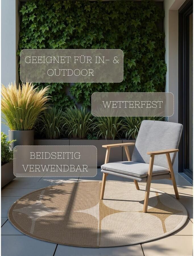 HANSE Home Outdoorkleed Bowen omkeerbaar tapijt Binnen en buiten platweefsel weerbestendig onderhoudsvriendelijk robuust - Foto 3