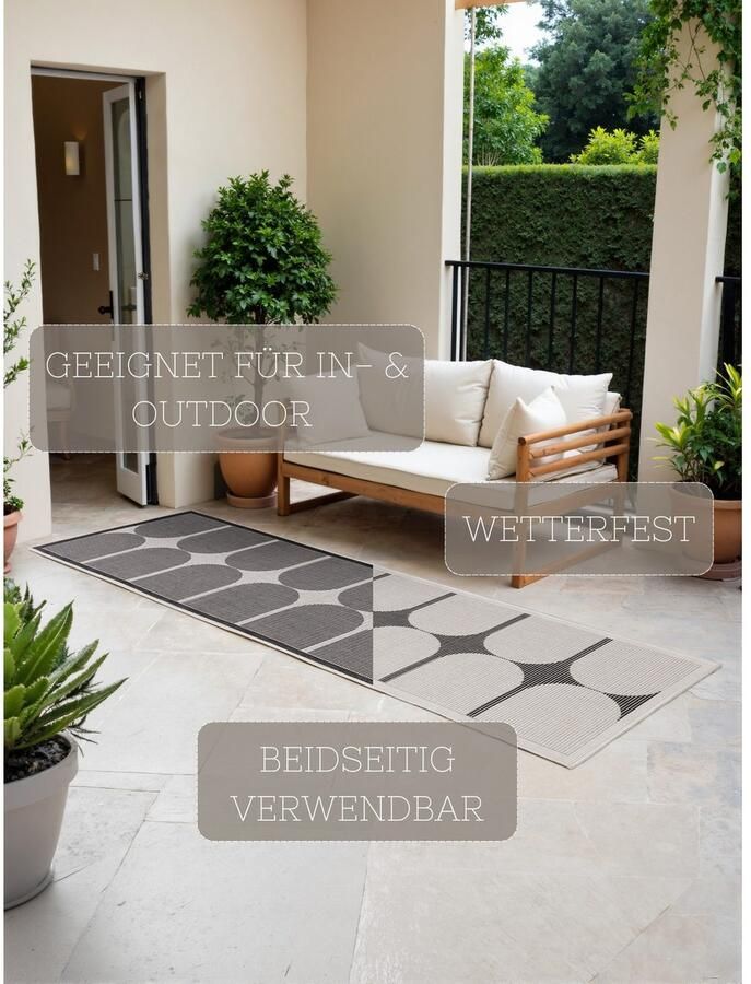 HANSE Home Outdoorkleed Bowen omkeerbaar tapijt Loper binnen en buiten platweefsel weerbestendig onderhoudsvriendelijk robuust - Foto 2