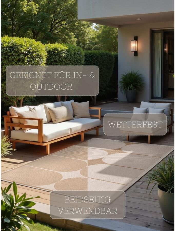 HANSE Home Outdoorkleed Bowen omkeerbaar tapijt Loper binnen en buiten platweefsel weerbestendig onderhoudsvriendelijk robuust - Foto 5