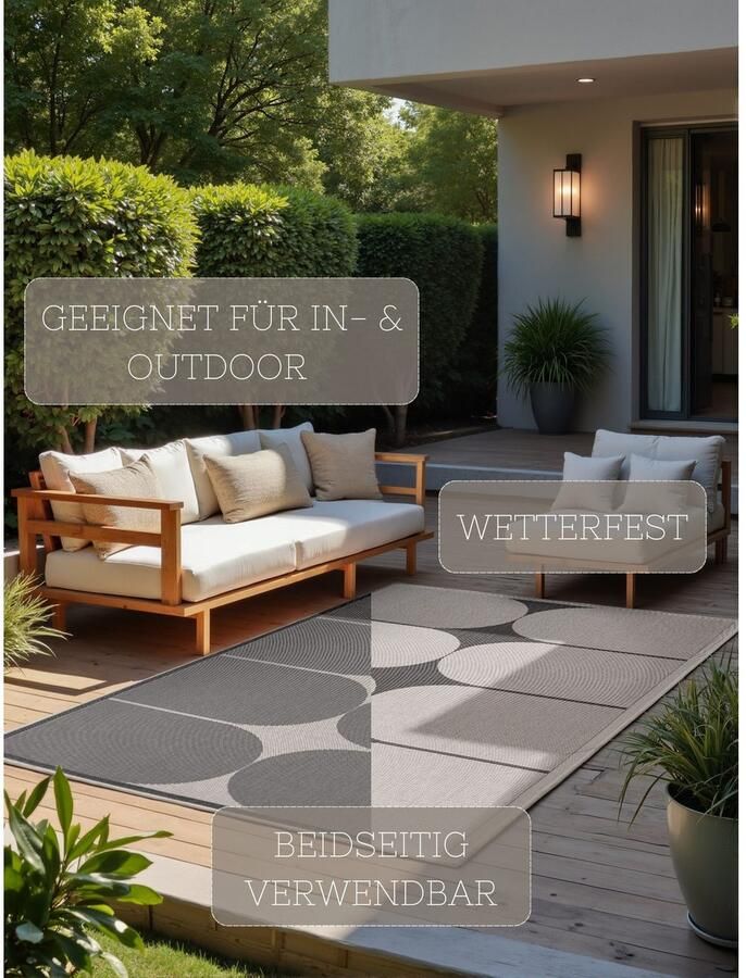 HANSE Home Outdoorkleed Bowen omkeerbaar tapijt Loper binnen en buiten platweefsel weerbestendig onderhoudsvriendelijk robuust - Foto 2