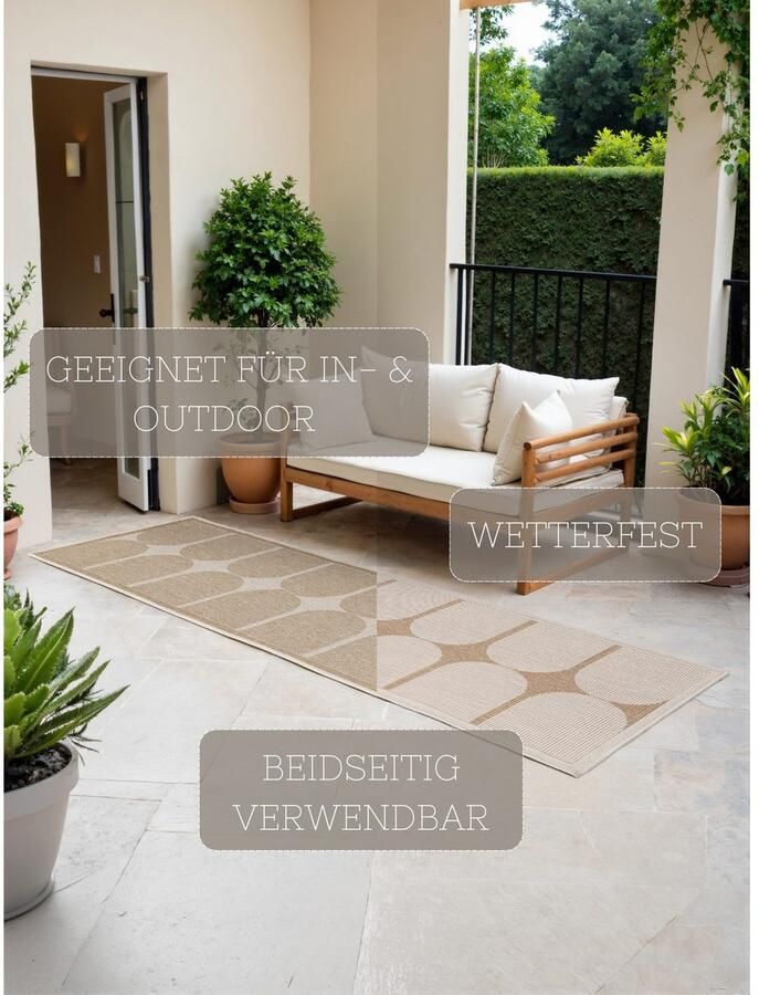 HANSE Home Outdoorkleed Bowen omkeerbaar tapijt Loper binnen en buiten platweefsel weerbestendig onderhoudsvriendelijk robuust - Foto 2