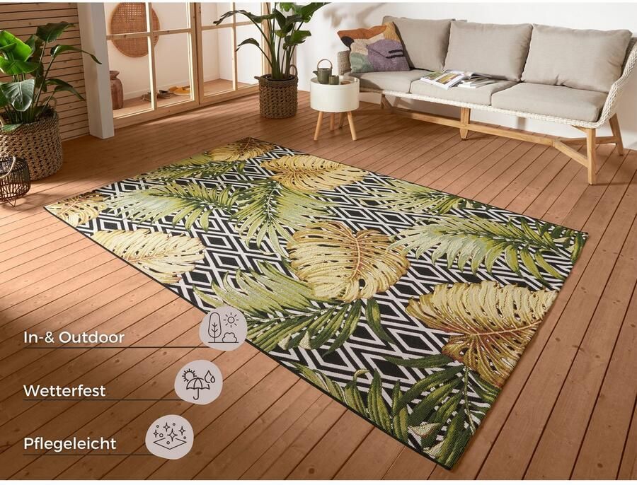 HANSE Home Outdoorkleed Diamonds and Leaves In-& outdoor tapijt weerbestendig balkon tuin woonkamer floraal - Foto 2