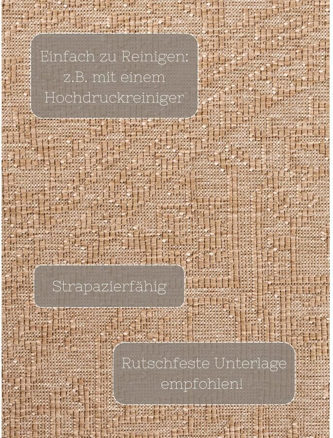 HANSE Home Outdoorkleed Kona omkeerbaar tapijt Binnen en buiten platweefsel weerbestendig onderhoudsvriendelijk robuust - Foto 3