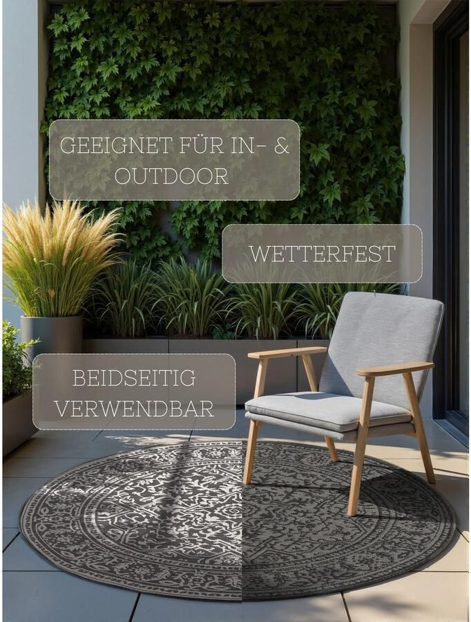 HANSE Home Outdoorkleed Kona omkeerbaar tapijt Binnen en buiten platweefsel weerbestendig onderhoudsvriendelijk robuust - Foto 4